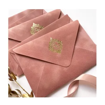 Custom Gold Foil logo Design Paper Cardboard Wedding Invitation Gift Card Velvet Envelope