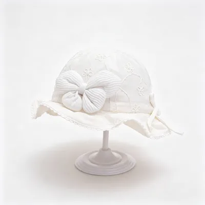 Fashion Spring Summer Unisex Baby Hats 100% Cotton Yarn Breathable Striped Bow Flower Design Sun Protection Caps