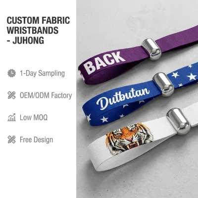 Polyester Webbing Eco-Friendly Fabric Wristbands with Custom Printed Logo Waterproof & Durable for Resorts