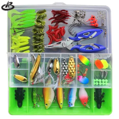 101PCS Fishing Lure Kit Set Spinner Crankbait Minnow Popper VIB Paillette Soft Hard Spoon Crank Baits Fishing Hooks Pliers