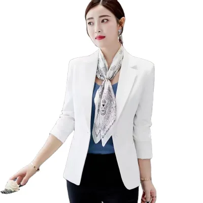 New Fashion Women Office Women Long Sleeve Solid Color Coat Temperament Slim Business Suit Jacket
