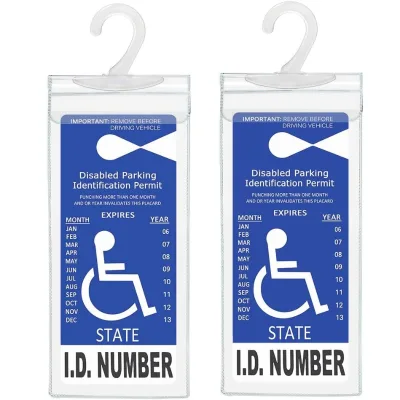 Handicap Parking Placard Holder Card Ultra Transparent Disabled Permit Protective Cover with Large Hanger by Tbuymax