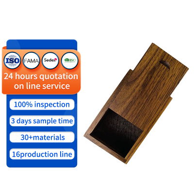 Handmade Wooden Box Sliding Lid Wooden Storage Box Walnut Wood Box