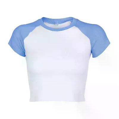Custom Raglan Sleeve t Shirt Women's Cropped T-Shirts Contrast Short Sleeve Crop Tops Tees