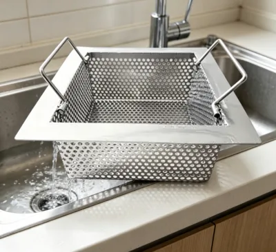 Sink Recess Insert Stainless Steel Drain Basket Anti Rust Restaurant Tableware Residue Filter Storage Mesh Tray