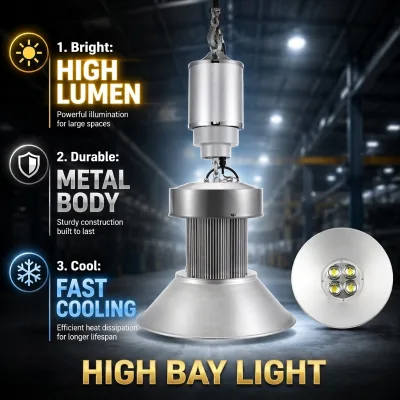 AMZHO Light Lifter High Power Aluminum IP66 100W/150W/200W for High Bay Light for Warehouse & Workshop with UFO Design
