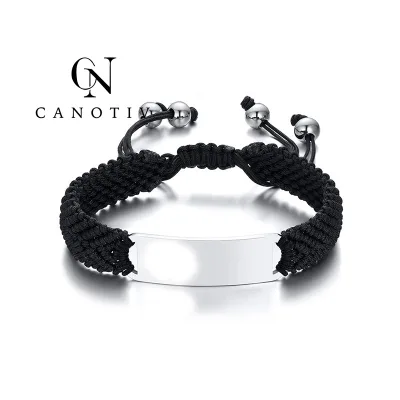 Engraved Logo Ladies Stainless Steel Silver Metal Bracelets Men Weave Rope Fashion Band Bracelet Sport Party Gift Jewelry