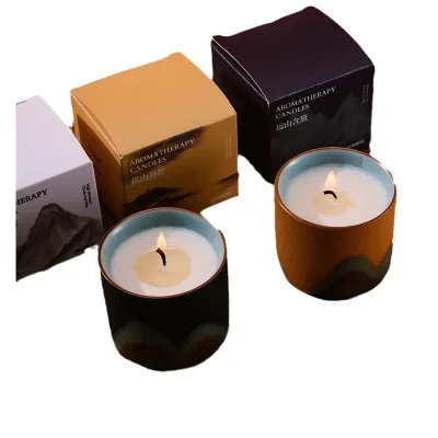 Hot Sale Soy Wax Ceramic Candle Jar Floral Pattern Fragrance Scented Household Souvenir for Spa Use Wholesale New Collection