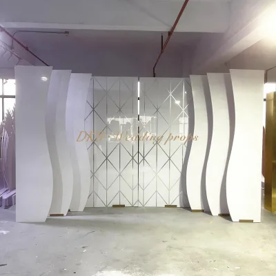 Factory Customized Acrylic PVC White Wavy Wedding Decor Backdrop Stand for Events Decoration