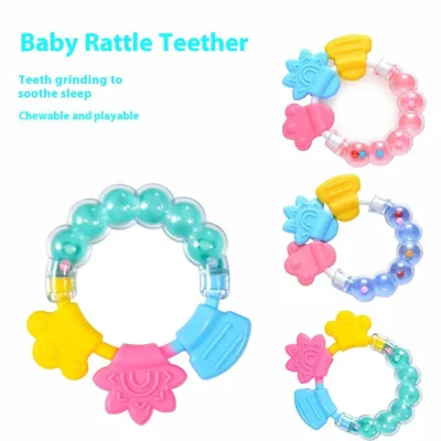 Infant Gum Relief Teething Toy Silicone Sound Rattle Chew Soother Portable Baby Teething Stick for Daily Soothing Use
