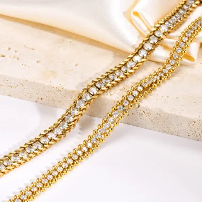 HIH Hot Sale Waterproof Jewelry Non Tarnish Free 18K Gold Stainless Steel 6mm CZ Zircon Stone Bracelets