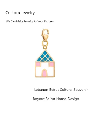 Inspire Jewelry Stainless Steel Boyout Beirut Enamel House Charm Lebanon Beirut House Lobster Clasp Detachable Pendant Jewelry