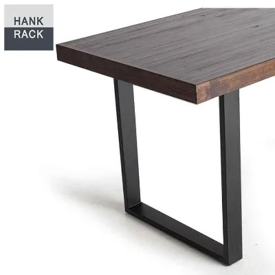 HANKRACK Flat Bar U-shaped Bench Legs 80x80x1.5mm Q235 Steel Powder Coated Black Pedestal Mount Table Legs Model TL-0002