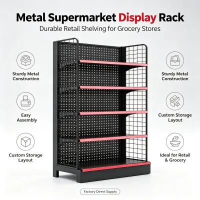 Metal Supermarket Rack Single-Sided Durable Corrosion Protection Economical Gondola Shelf for Retail Stores and Grocery Stores