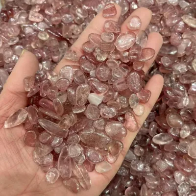 Natural Strawberry Quartz Chips Strawberry Quartz Gravel Natural Red Strawberry Quartz Crystal Chips for Decoration