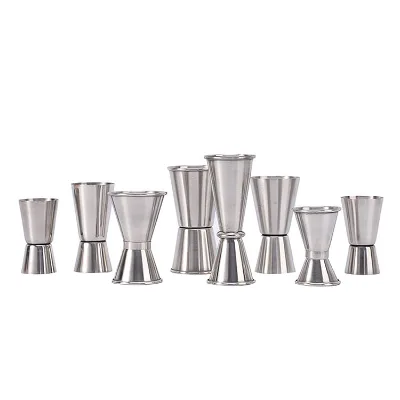 Factory Hot Selling 30/45/60ml Silver Stainless Steel Jiggers Metal Measuring Cup Double Bar Cocktail Jigger