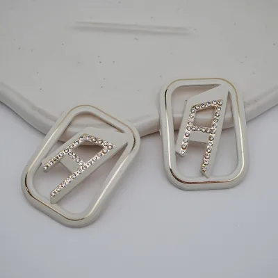 Classic Diamond Letter-Lined White Metal Square Zinc Alloy Buckle for Ladies' Shoes Detachable Jewelry with Beads Factory Outlet