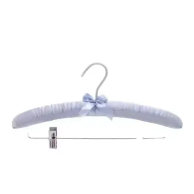 Top Selling Factory Wholesale Beautiful Satin Foam Padded Hanger with Chrome Clips for Women Suits