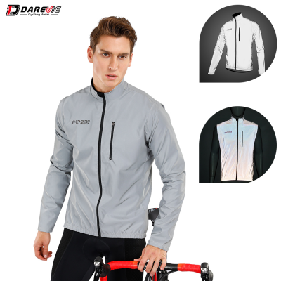 Darevie Wholesale Sliver High Light Reflective Cycling Jacket Vest Gilet Bicycle Clothing Apparel for Men
