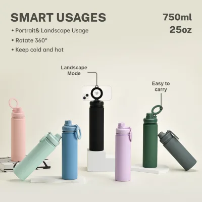 New Stainless Steel Double Wall Vacuum Insulated 750ml Wide Mouth Portable Magnetic Suction Cup Eco-Friendly Business Gifts