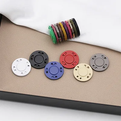 Metal ROUND Snap Buttons With Flatback, Colorful Magnetic Buckle for Bag, Coat, and Craft Decor