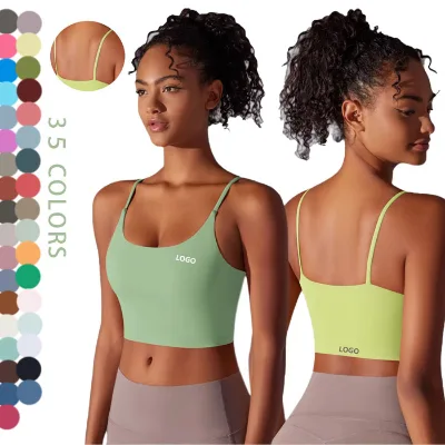 Removable Padded High Support Sports Bra Tummy Control Push up Bra Narrow Strap  Backless Sports Bra for Women