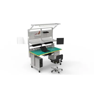 Mobile Repair Workstation with ESD Protection & 360° Rotatable Monitor Screen