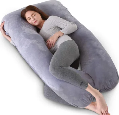 Pregnancy Body Pillow With Zipper Removable Cover,U-shape Full Body Pillow With Velvet Cover