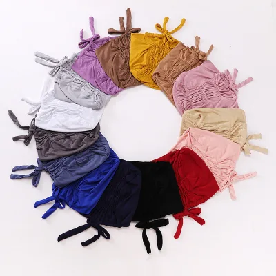Wholesale Women Solid Casual Head Wrap Muslim Adjustable Turban Cap Hijabs Islamic Muslim Under Scarf