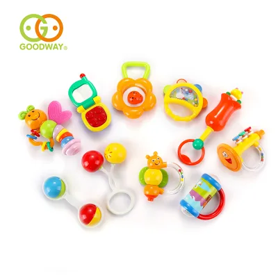 Safety Colorful Cartoon Comforting Shaker Baby Rattle Toys Set