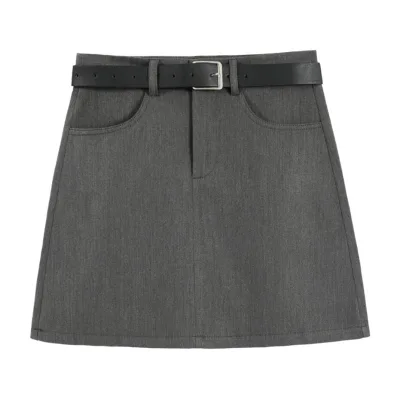 Preppy Suit Skirt Women's New High-waisted A-line Skirt Slimming Hip Wrap Dress