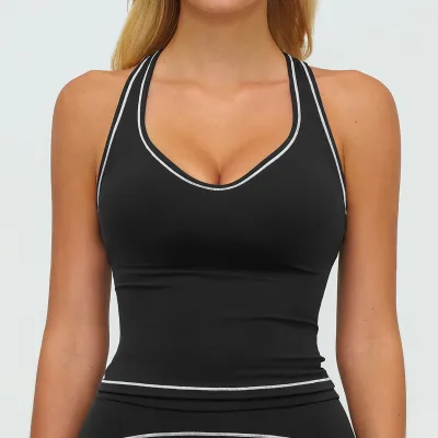Manufacturer-Customized Logo Color-Blocked Shock-Absorbing Women's Sports Tank Top