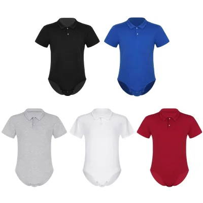 Mens Plus Size One Piece Lingerie Short Sleeve Press Button Crotch Shirt Bodysuit Romper Pajamas Sleepwear Bodysuit Jumpsuits