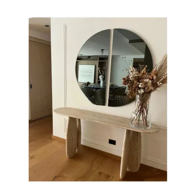 Customized Minimalist Natural Travertine Dining Table for Entryway Living Room Hall Hotel Villa Interiors Decoration