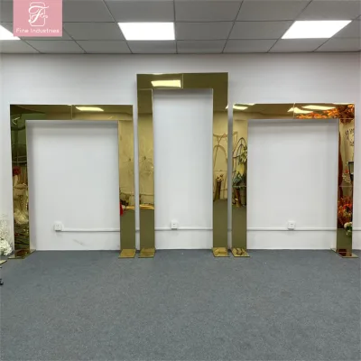 Fine Arch for Party Event Stage Wedding Decoration Golden Iron Frame Wedding Arch Reception Area Background