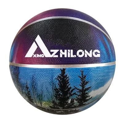 Custom four color printing Northern Lights Rubber basketball Different printing patterns customized
