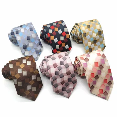 High-end Silk Mens Tie Jacquard Weave Geometric Pattern Casual Style Wedding Application;