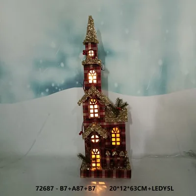 Classic LED-Lighted Wooden Village House for Christmas Decoration