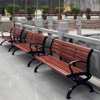 Community Leisure Bench Factory Customized Waterproof WPC Slats Outdoor Termite-resistant Street Bench