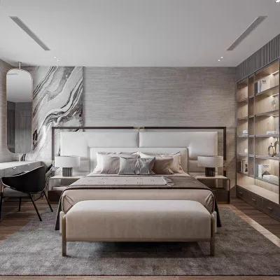 Factory Hot Sale Italian Luxury Furniture Beds Hotel Apartment Bedroom Sets king Size with Bed End Stool Benches Set