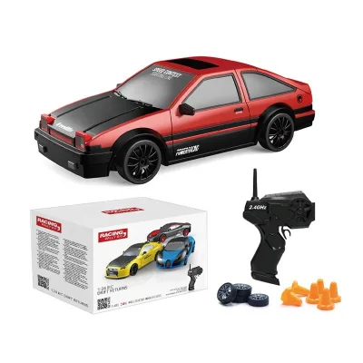 2.4GHz 1:24 Scale RC Hobby Drift 4WD Electric RC Car with Lights 15km/h Speed Replaceable Tires 4 Channels 30m Range