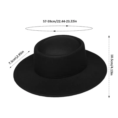 Custom Sizes Felt Fedora Hats Breathable Comfortable Unisex Casual Outdoor Hard Stiff Wide Brim Fashion Four Seasons