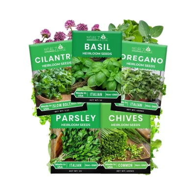 5 Herb Variety Kit Square Pattern Plant Fiber Including Oregano Cilantro Parsley Basil Chives