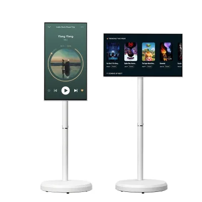 21.5 Inch Android Portable Smart TV White Movable Rechargeable LCD with Touch Screen Smart Monitor Television