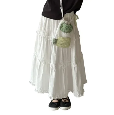 Wholesale 2024 New Summer Long White Crocheted Lace Skirt for Children Girls Quick Dry & Breathable