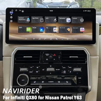 17inch Android 15 128GB Car Radio Stereo for Infiniti QX80 Nissan Patrol Y63 2010-2022 Navi GPS Qled Screen Wireless Carplay