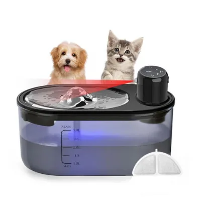 Black Quiet Cat Water Fountain for Cats Stainless Steel Led Water Fountain Cats Fountain Drinker Big Dog Water Fountain