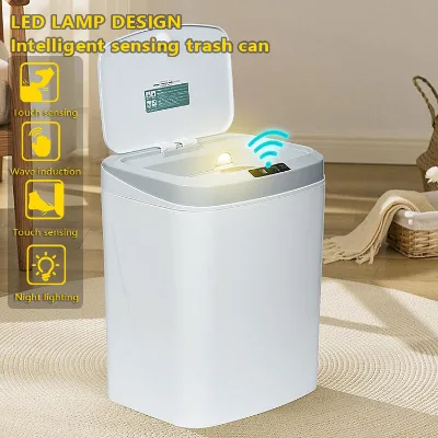 5l 12l Intelligent Sensor Dustbin Automatic 14l 13 Gallon Black Cylindrical Bin Smart Trash Can