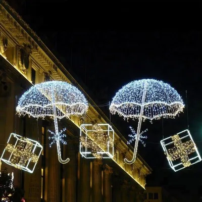 EVERMORE Luxury Shopping Mall Street Cross Decoration Christmas Spiral Tree Led Motif Light