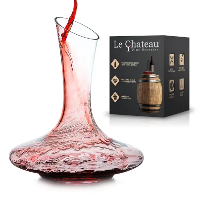 Classic Shape Transparent Glass Wine Decanter with Customized Box